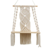 Wall Hanging Shelf - Tier Wall Shelves with Handmade Woven Rope - Boho Shelves Organizer Hanger for Kitchen, Bathroom, Home Storage, Floating Indoor Plant Wall Shelf (white)