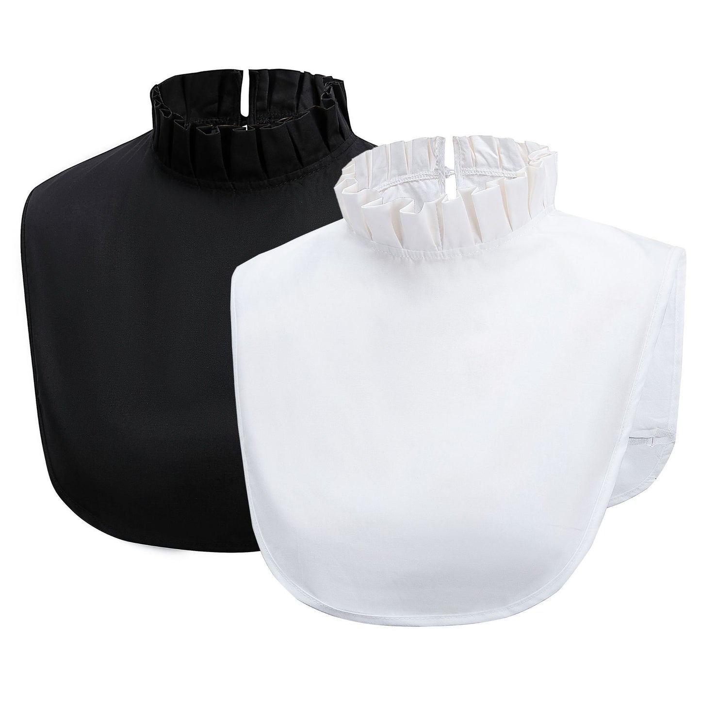 2pcs ake Collar Shirt  Simple Ruffles Fake Collar Detachable  Collar Clothes Accessory  - White Collar Blouse (White+BLack)