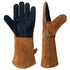 cowhide Fireplace Gloves Heat Resistant for  welding,Stick,Forge,BBQ,Grill, Wood Stove,Fireproof Stitching