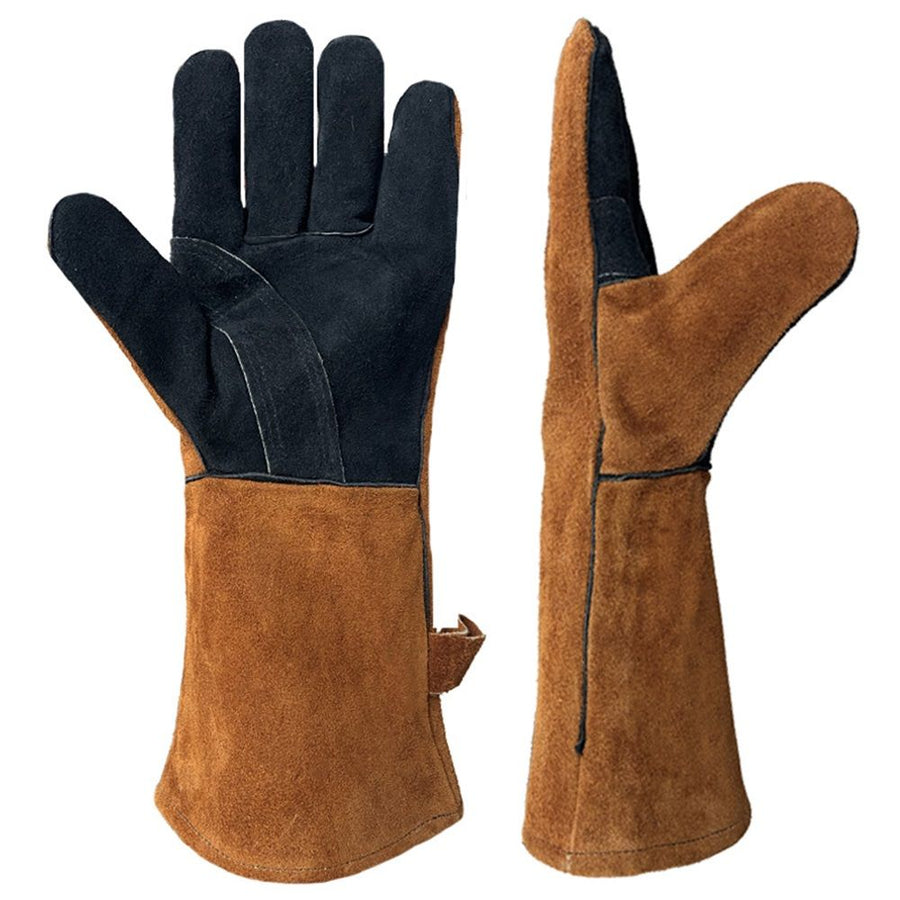 cowhide Fireplace Gloves Heat Resistant for  welding,Stick,Forge,BBQ,Grill, Wood Stove,Fireproof Stitching