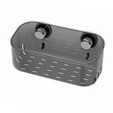 Plastic lock suction wall storage basket storage box for bathroom showers, bathtubs, and mirrors - transparent(grey)