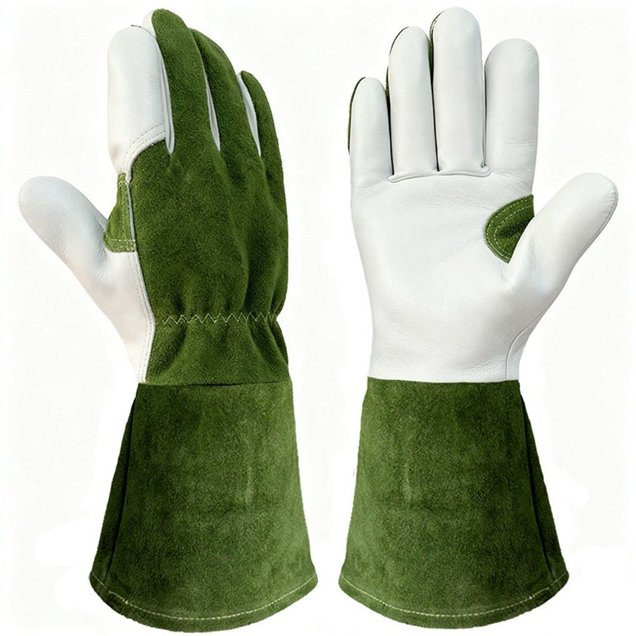 Thorn Proof Gardening Gloves,  Cowhide Comfortable Breathable for Rose Pruning, Cactus Handling and Gardening（L）