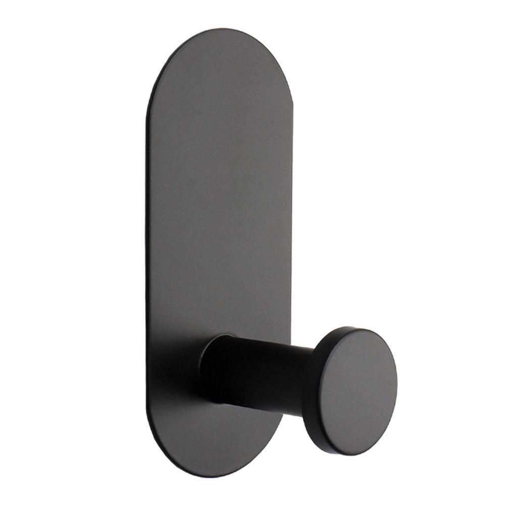 Adhesive Towel Hooks for Bathrooms 2 Pack Matte Black Stainless Steel  Sticky Wall Hooks for Hanging Heavy Duty Self Adhesive Robe Shower Hanger for Kitchen, Closet, Cabinet, Door