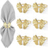 Fall Napkin Rings Set of 6, Ginkgo Leaf Bow Napkins Holders Rings for Holiday Party Dinner Wedding Banquet Dinning Table Settings - Gold