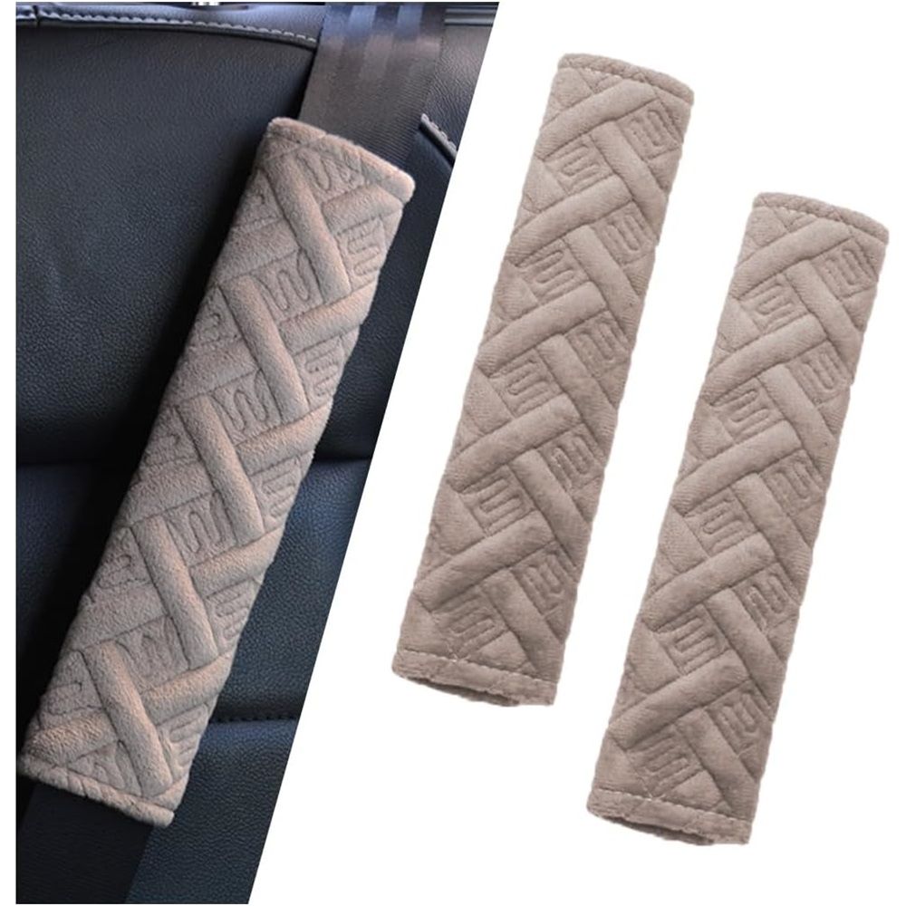 Auto Seat Belt Cover Seatbelt Shoulder Pad Cushions 4 PCS for a More Comfortable Driving Universal Fit for All Cars and Backpack（M khaki）