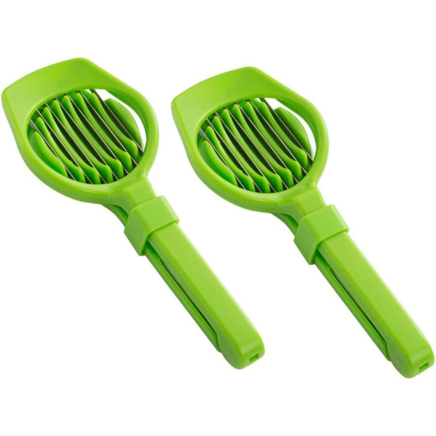 2pcs Egg Cutter, Hard Boiled Eggs Slicers Handheld Fruit Divider Vegetable Slicing Tool for Mushroom Strawberry Cherry Tomato Kiwi Kitchen Gadgets（Green）