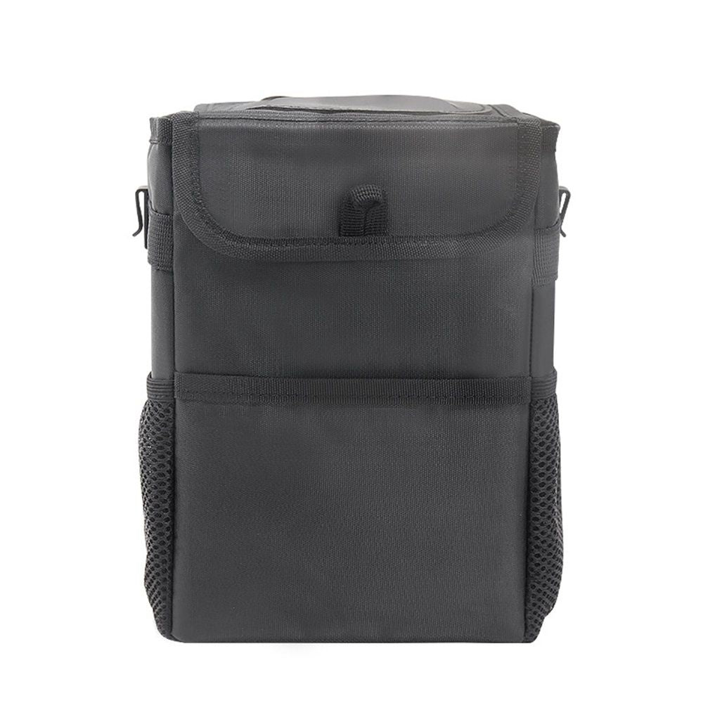 Car Garbage can with lid Leak Proof Vehicle Trash Can 3 Storage Pockets Hanging Waterproof car Trash Bag for SUV Black