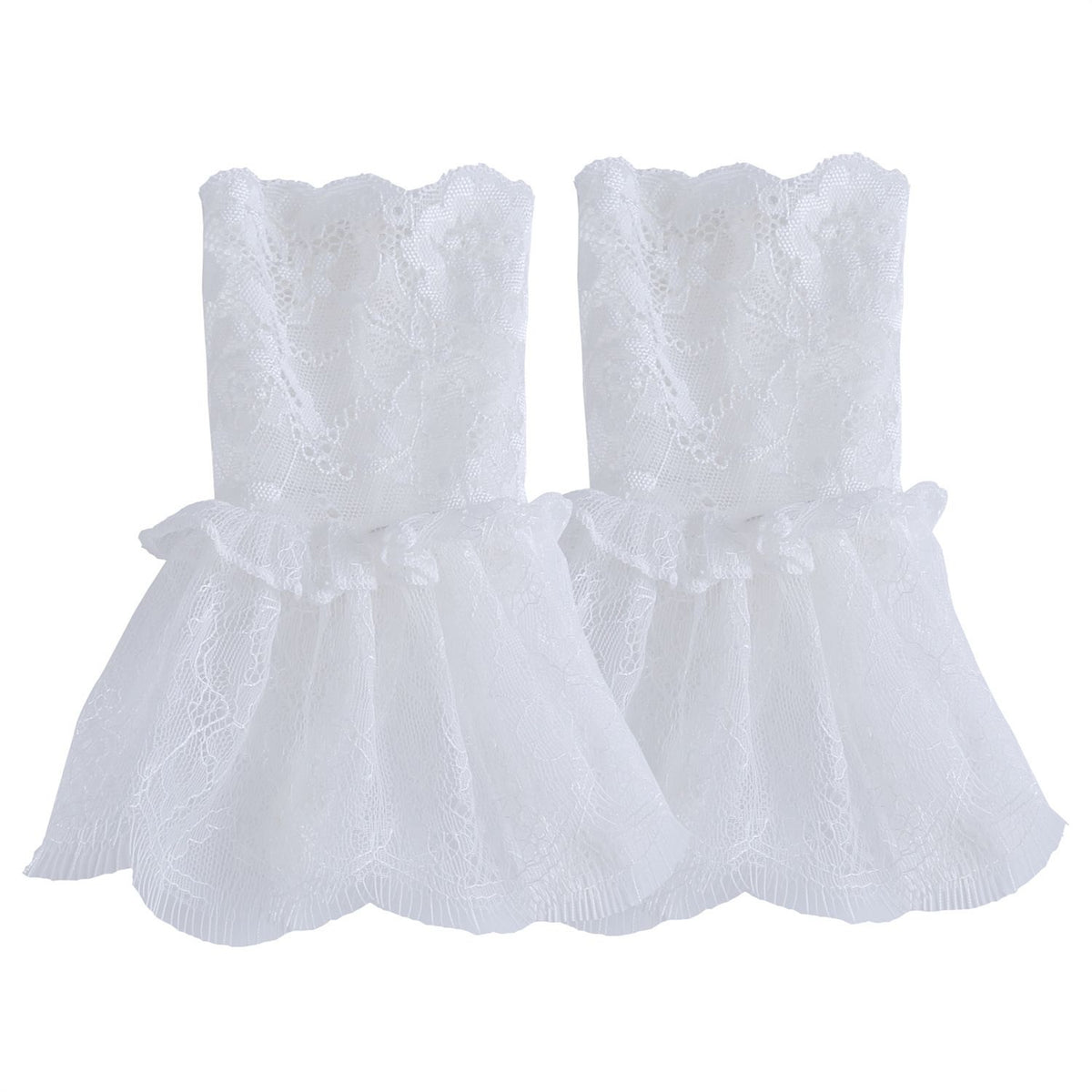 4pcs  gloves with white sleeves and women's sexy lace elastic bracelet cuffs, suitable for role-playing, weddings, tea parties, and masquerade parties.  White