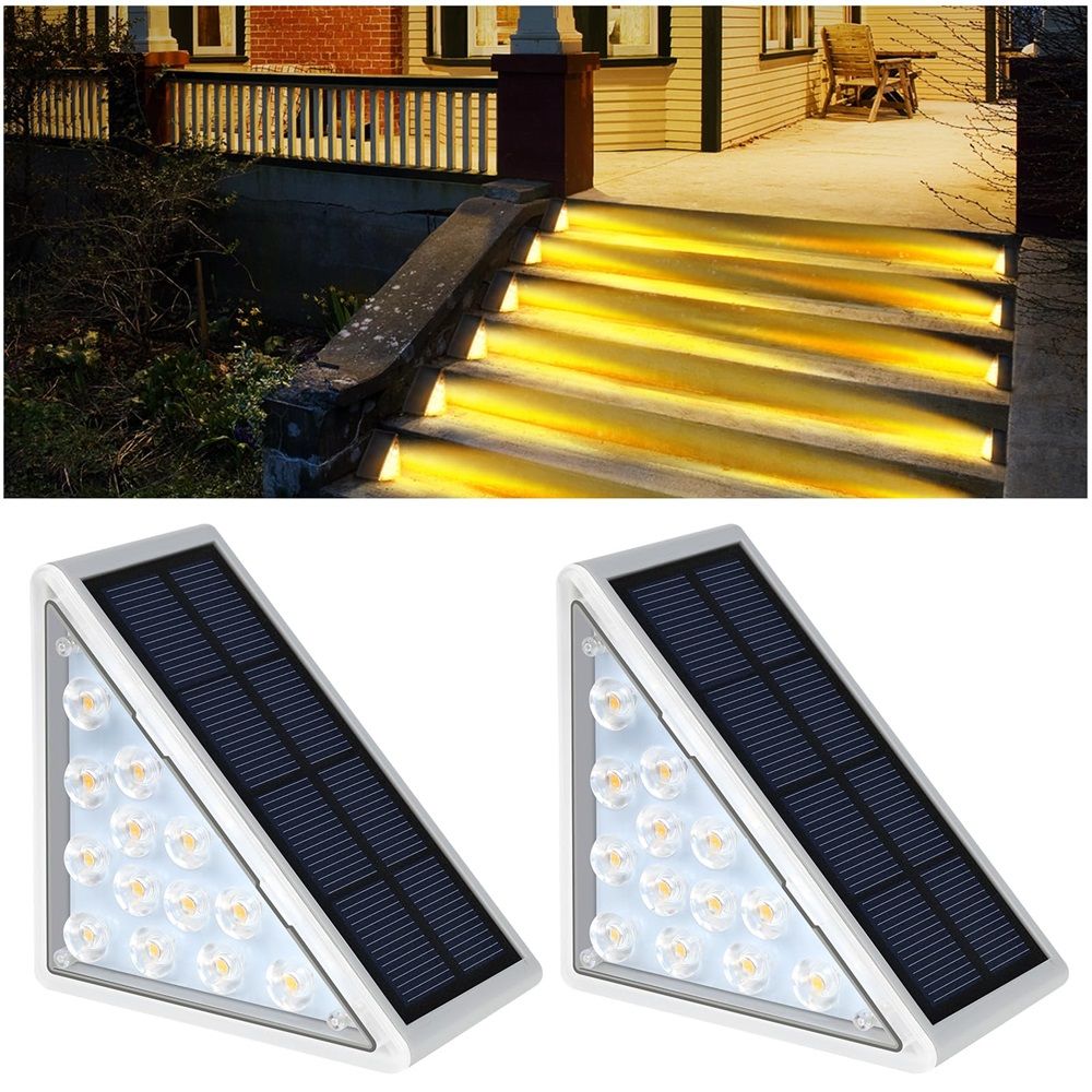 3 pack LED Solar Step Lights Waterproof Outdoor Stair Lights, Warm White Solar Deck Light Solar Decoration Lights for Yard, Patio, Garden, Walkways, Front Door, Pathway, Driveway, Porch