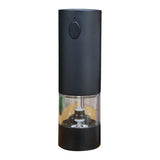 Rechargeable Electric Pepper Grinder, Salt Grinder Pepper Mill with Washable Container, White LED Light and External Adjustable Coarseness, Black