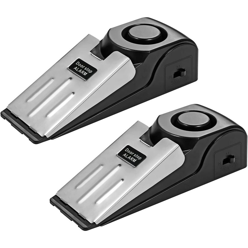 Pack of 3 Door Stop Alarm, with 120DB Siren Door Stop for Traveling, Apartment, Hotel and Home (Black)