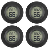 4-Pack Mini Hygrometer Thermometer Fahrenheit or Celsius Meter Digital LCD Monitor Indoor Room Round Humidity Temperature Gauge for Case Greenhouse Babyroom Reptile Incubator（Battery not included）