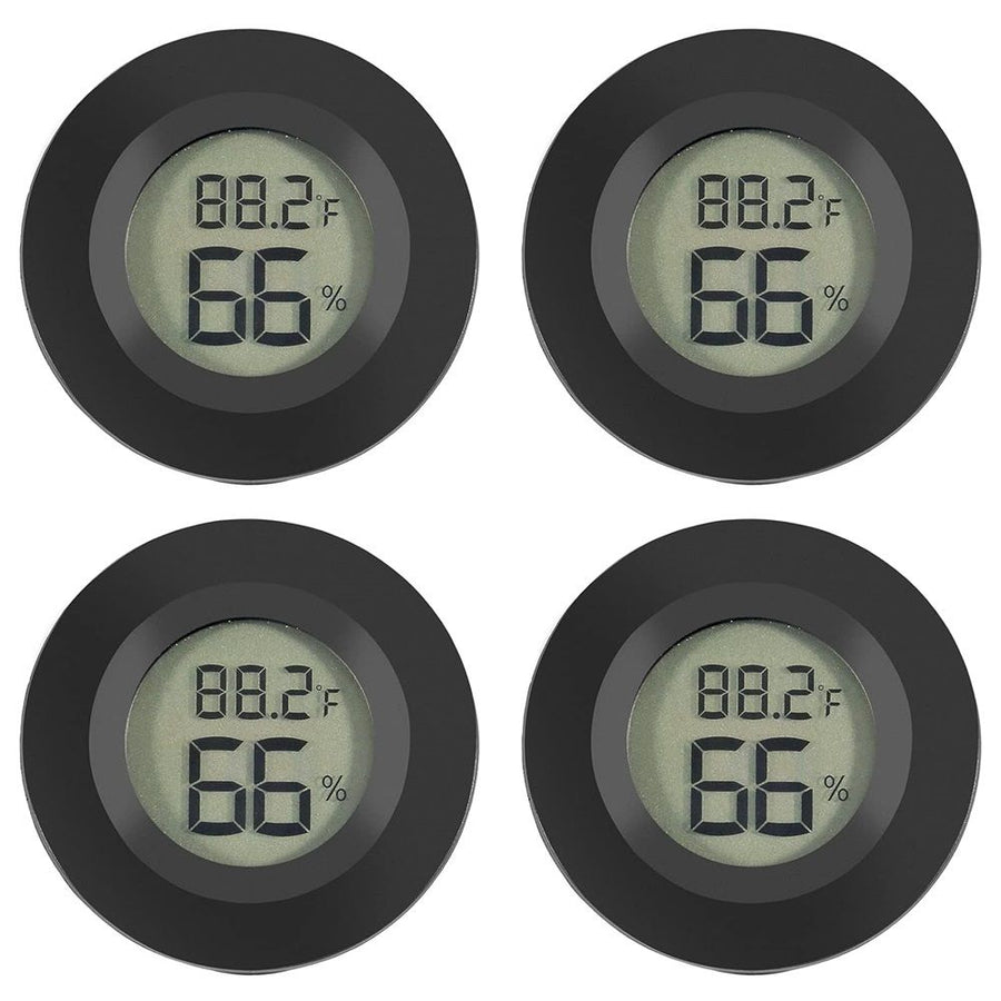 4-Pack Mini Hygrometer Thermometer Fahrenheit or Celsius Meter Digital LCD Monitor Indoor Room Round Humidity Temperature Gauge for Case Greenhouse Babyroom Reptile Incubator（Battery not included）