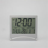 2 pack Digital Travel Alarm Clock - Foldable Calendar Temperature Timer Clock - Large Number Display, Compact Desk Clock for All Ages（Battery not included）
