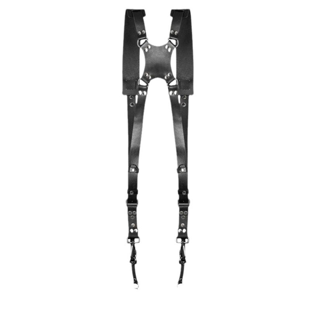 Camera Harness, Dual Camera Harness for Photographers, Leather Camera Strap for Two-Cameras for Strap（black）
