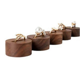 6 pcs Wood Jewelry Ring Storage organizers, Retail ring display slot stand, Small walnut Jewelry ring holder tray for Girl Woman Room Decoration【Walnut-Round 6pcs,does not include a ring】