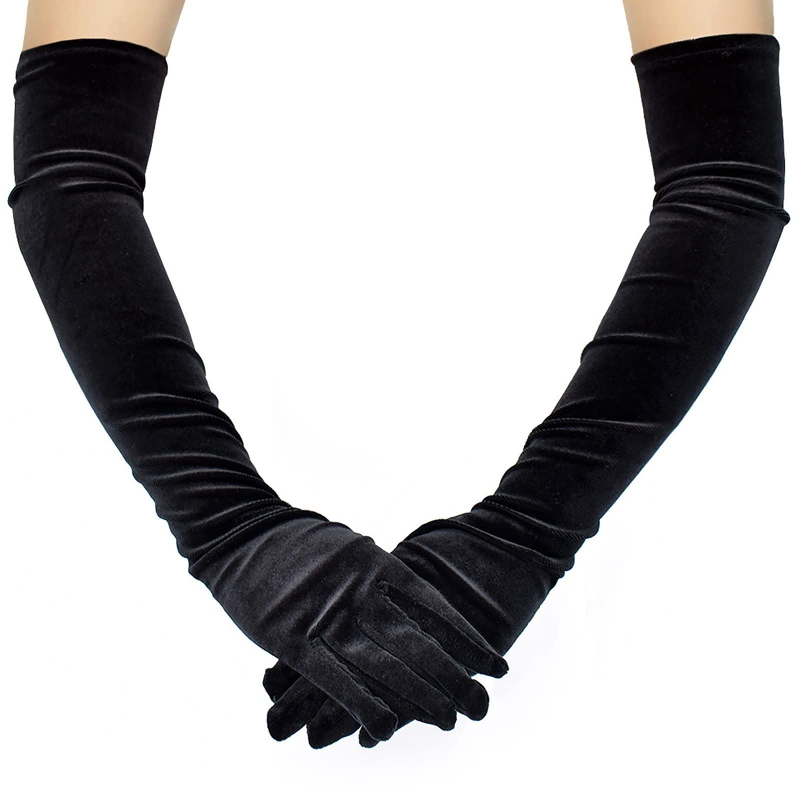 A pair of Women's Elegant Chic Satin Gloves, 21" Elbow Length Satin Long Gloves for Women Costume Accessories Flapper Evening Dress Gloves