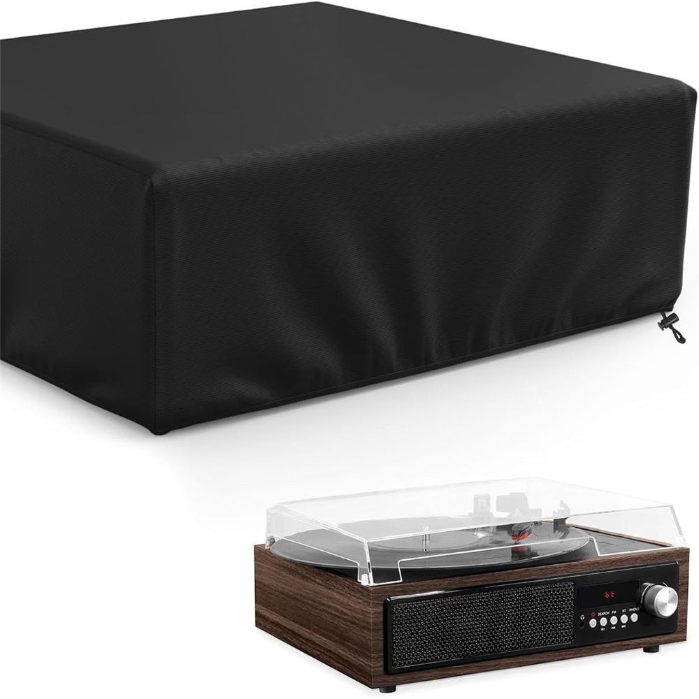Record Player Turntable Cover Turntable Dust Cover Suitable for Universal Record Players 18"L x 15"W x 5.5"H Black