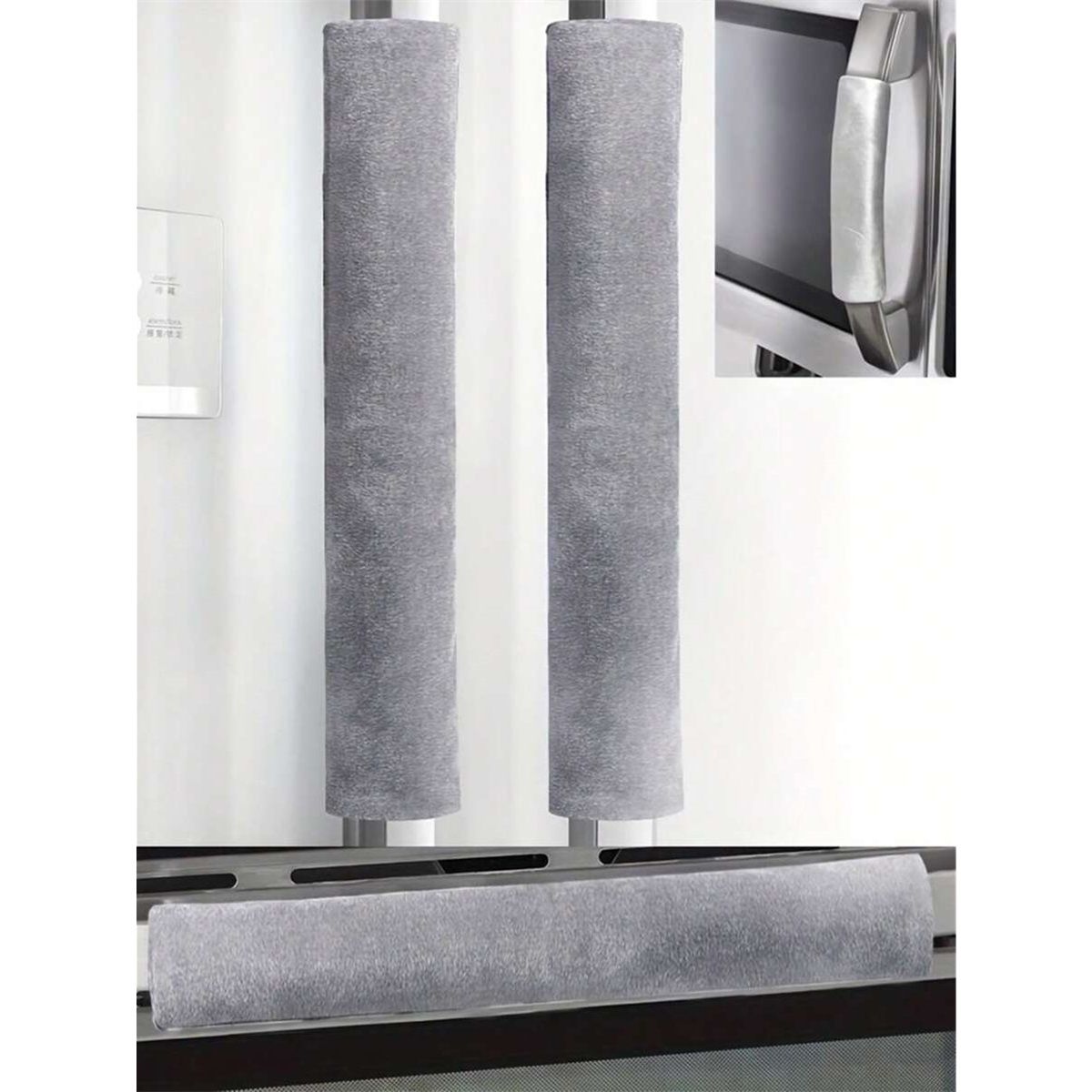 Refrigerator Door Handle Covers, Set of 4（2 pairs）, Non-Slip Fridge Handle Covers, Washable Appliance Handle Covers, Keep Your Kitchen Clean, Freezer Microwave Oven Dishwasher Handle Protector(Gray)