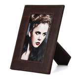 5x7 Retro Picture Frame, Vintage Leather Photo Frame, Hand-Crafted Resin Ornate Frame with Easel, Hook & Mat, for Tabletop & Wall Gallery Table Frames（Only picture frame）