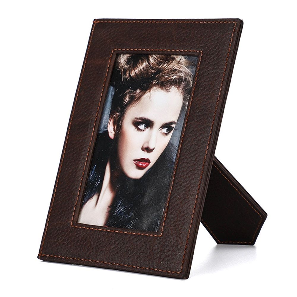 5x7 Retro Picture Frame, Vintage Leather Photo Frame, Hand-Crafted Resin Ornate Frame with Easel, Hook & Mat, for Tabletop & Wall Gallery Table Frames（Only picture frame）