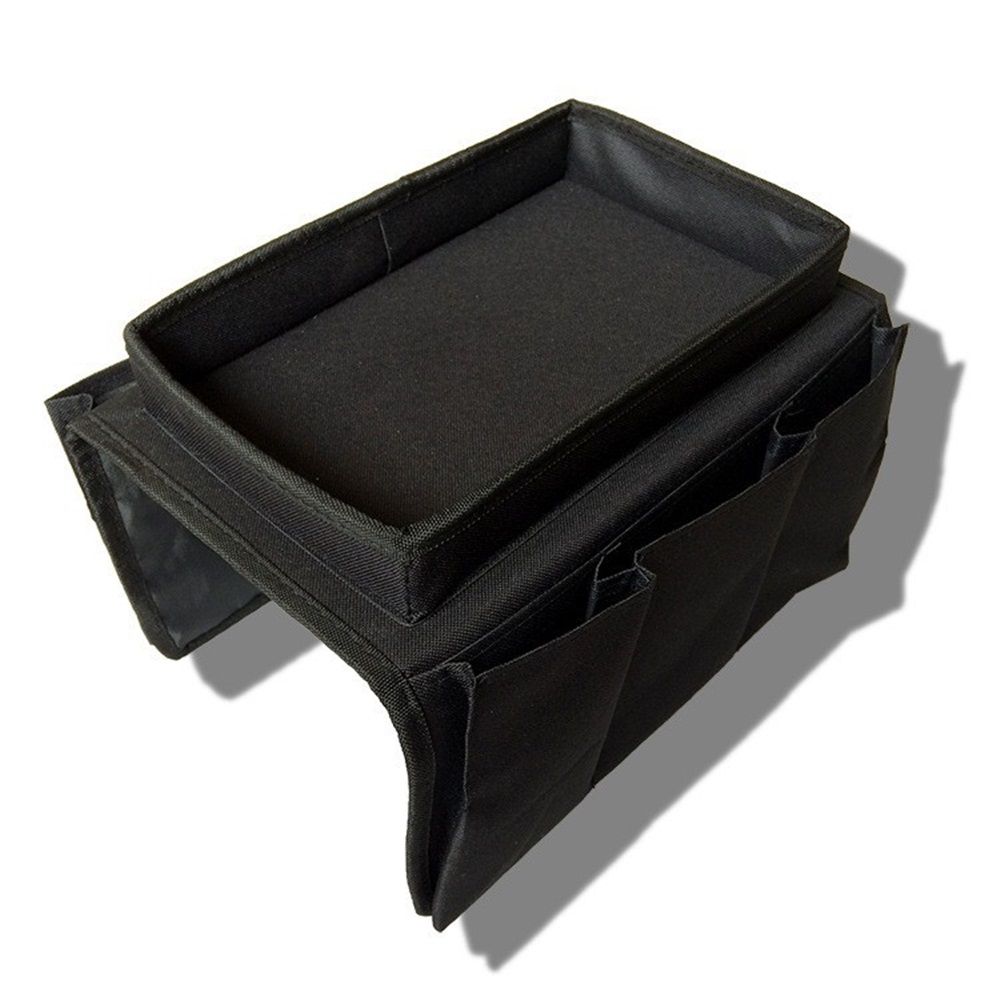 Sofa Armrest Organizer with Cup Holder Tray Chair Arm TV Remote Holder for Recliner Couch Armchair Caddy Bedside Storage Pockets Bag for Cellphone Tablet Book Magazines Drinks Pouch（black）