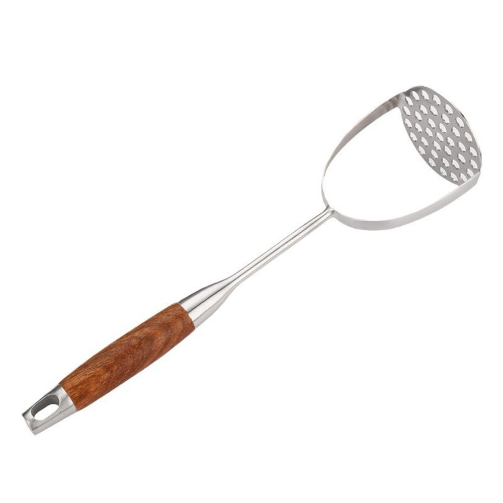 Potato Masher Stainless Steel, Manual Mashed Potato Masher,Wooden handle Potatoes Smasher Kitchen Tool for Avocado,Potatoes, Vegetables, 12.6Inch Long handle Large Heavy Duty Mashing Utensil