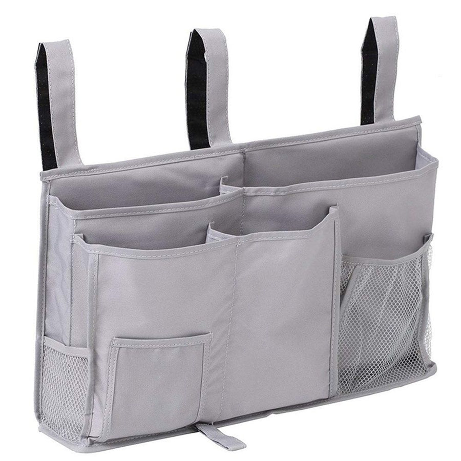 Bedside Caddy Hanging Bed Organizer Storage Bag Pocket for Bunk and Hospital Beds, College Dorm Rooms Baby Bed Rails,Camp,Gray