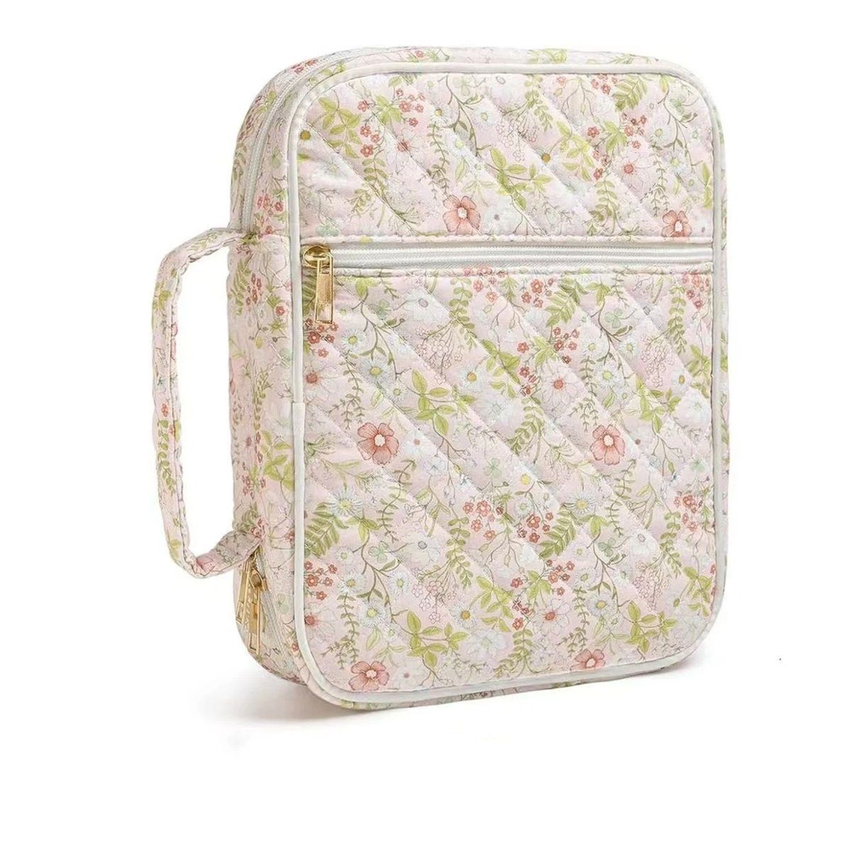 Cover Case for Women Large with Durable Handle Quilted Carrying Case for Girls Study Supplies Accessories (Jungle Flowers, without accessories)