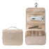 1 pack all Hanging Travel Toiletry Bag, Foldable Cosmetic Bag with Multiple Compartments, Water-Resistant Makeup Bag for Toiletries, Accessories (Beige,only bag)