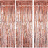 Rose Gold Christmas Foil Fringe Curtains Christmas Party Decoration, 3 Pcs 3.3ft x6.6ft Photo Booth Backdrop, Streamers Backdrop for Bachelorette Graduation Wedding Birthday