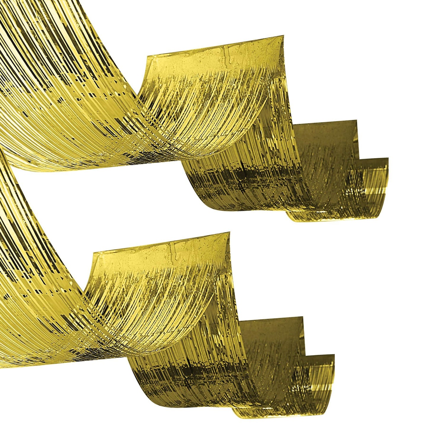2 Piece Gold Metallic Plastic Fringed Ceiling Curtains, 33cm*450cm, Shimmering Party Decorations, Photo Backdrops