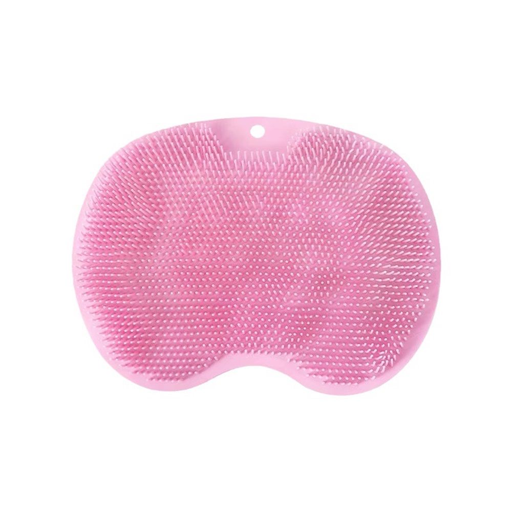 2 pack Shower Back & Foot Scrubber,Wall Mounted Back Scrubber Silicone Bath Massage Cushion Brush with Suction Cups,Bathroom Wash Foot Mat Exfoliating Dead Skin Foot Brush (Pink)