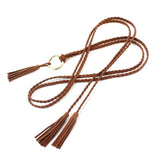 2 pack Women Girls Braided Knotted Waist Belt Skinny Mixed Color Rope Exotic Chain Tassel for Dress Skirt（Belt only）