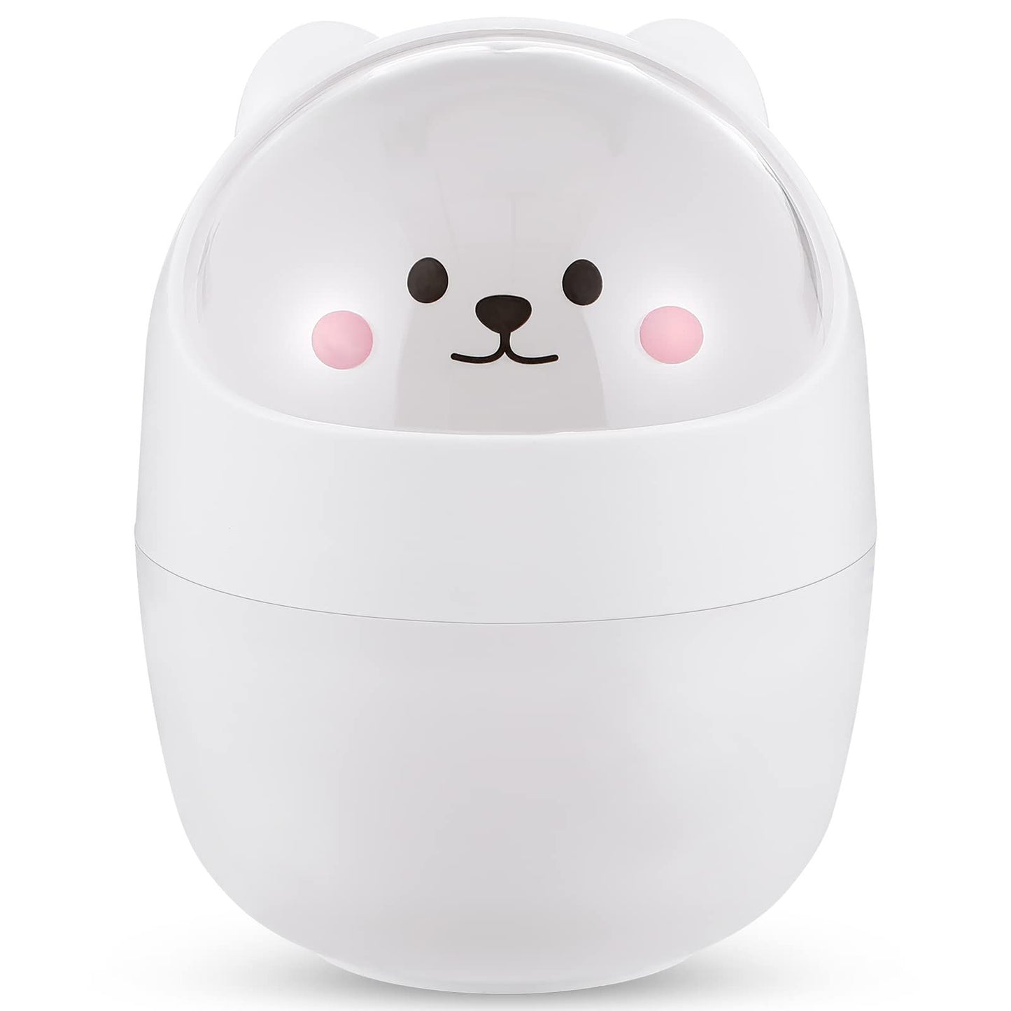 2 pack Mini Trash Can for Desk,6.1X4.33 Inch Garbage Can with Lid Cute Desktop Trash for Home Kitchen Office Bedroom Car - White