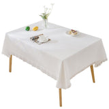 Polyester-cotton Fringed Home Rectangular Tablecloth,Outdoor Party Table Table Cloth for Dining Kitchen Room,White Table Cover Tablecloth Washable (White, 51"x 70")