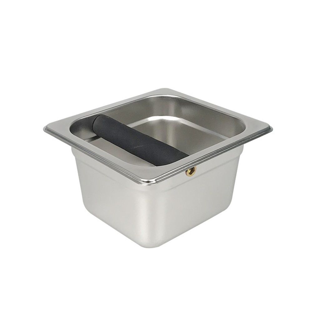 Coffee Knock Box,Espresso Dump Bin,Coffee Bin,Stainless Steel Espresso Knock Box Built-in Container for Ground (Square)