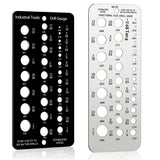 2 pack  Stainless Steel Drill Gauge - 29-Holes Standard Metric Size, 1/16 Inch to 1/2 Inch Drill Bit Index, 1pc Black + 1pc Silver