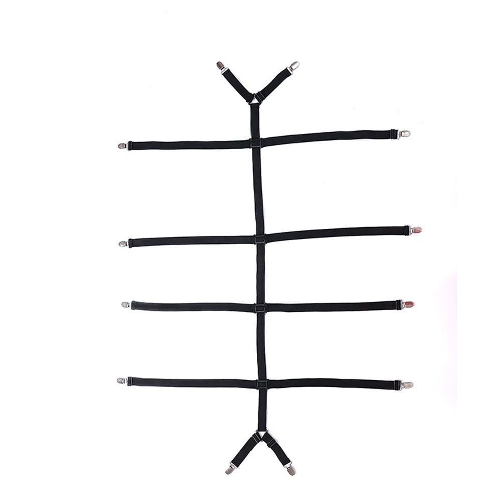 Bed Sheet Straps Adjustable Crisscross Sheet Clips Suspenders to Keep Your Bed Tidy, Suspenders to Keep Your Bed Tidy (Black)