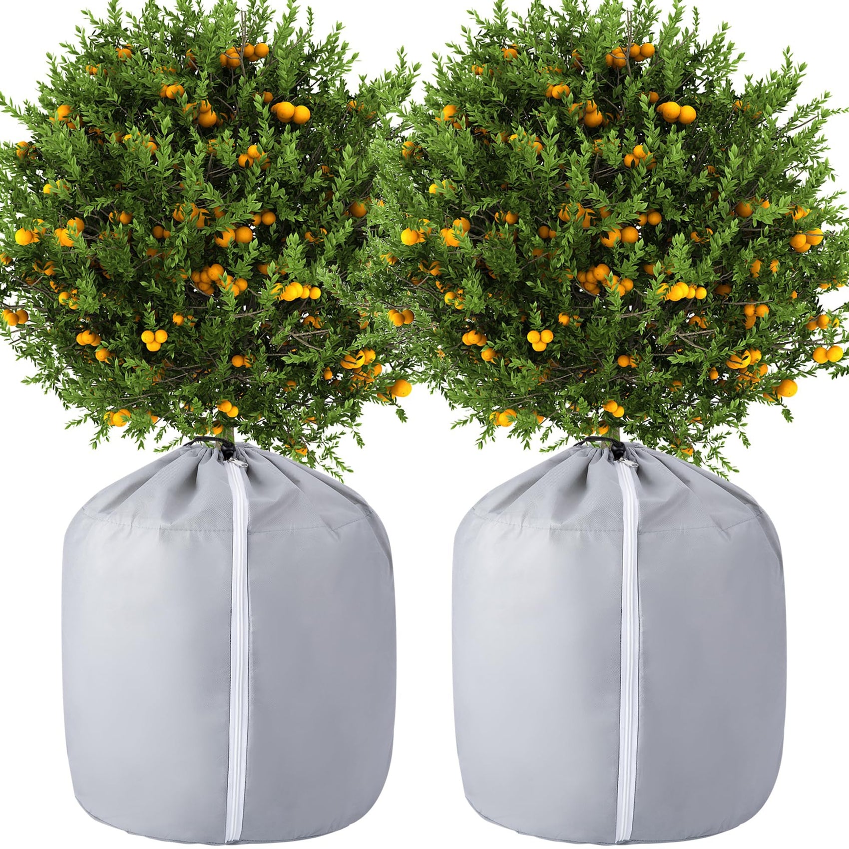 2 Pack Plant Winter Protection Pot - 27.6" x 25.6" Flower Pot Protection Bag - Anti-Frost Winter Pot Plant Cover with Drawstring and Zipper for Winter Outdoor Fruit Trees Potted Plants Shrubs