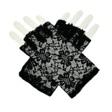 2 pairs Fingerless Lace Gloves for Women Floral Gloves for Valentines Gift Opera Tea Party Wedding Bridal Dress up Costume