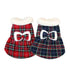 2 pack Plaid Dog Dresses Cute Bowtie Clothes Cotton Soft Outfit Dog Costume for Small Dogs Cat Apparel (S)