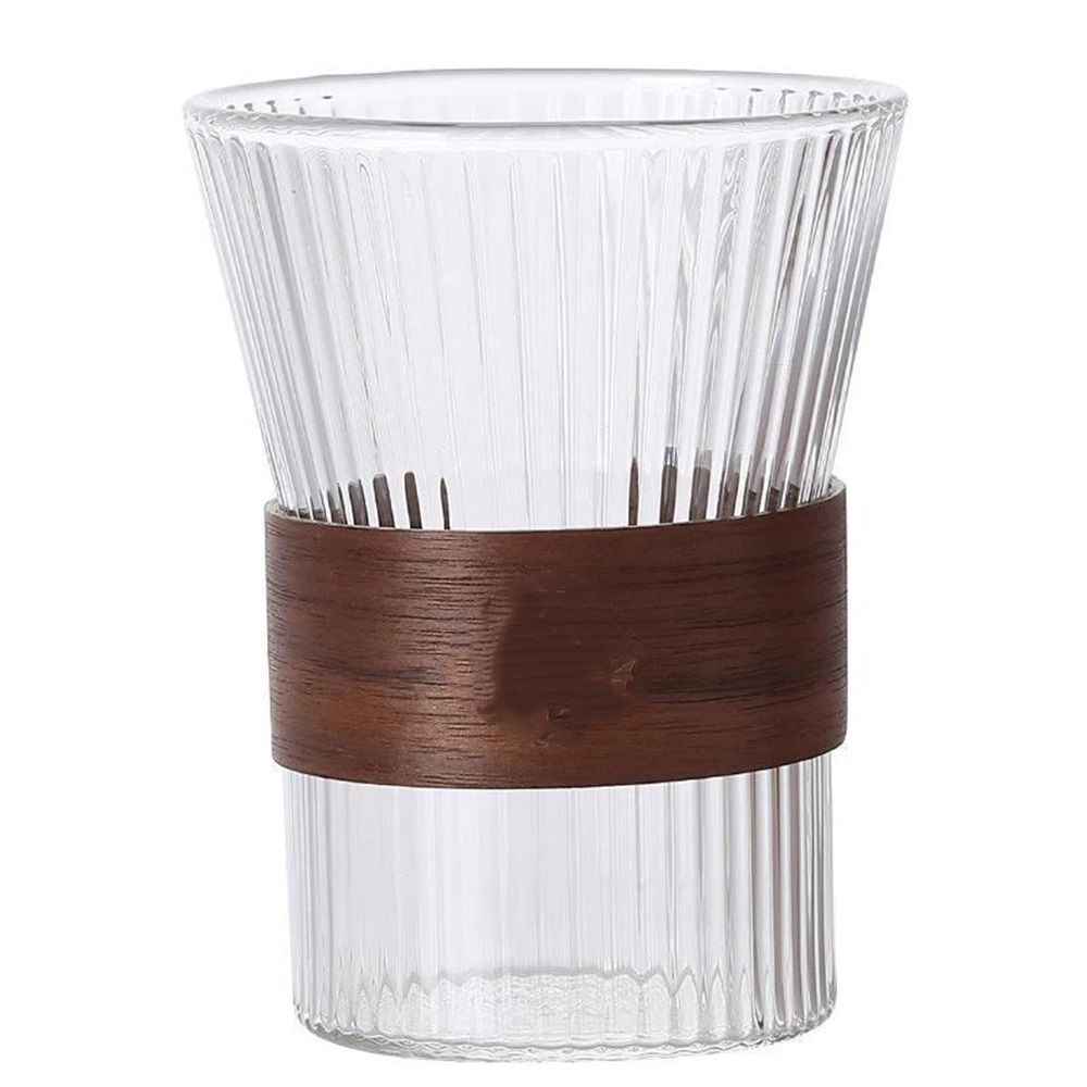 2 PCS Glass Coffee Mug 11.6oz with Bamboo Sleeve,Espresso Cups Drinking Cup set, Home Essential Glass Tumblers for Beer, Cocktail, Tea and Latte Clear