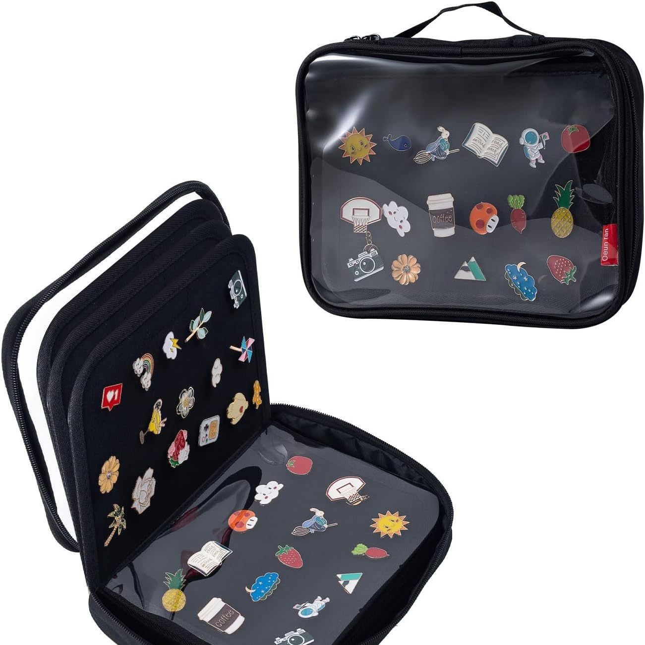 Pin Trading Books for Collector: 6-Page Black Portable Enamel Pins Display Album Case for Storage - PP Travel Pin Folio Bags Holder for Kids Teens Collection（only bag）