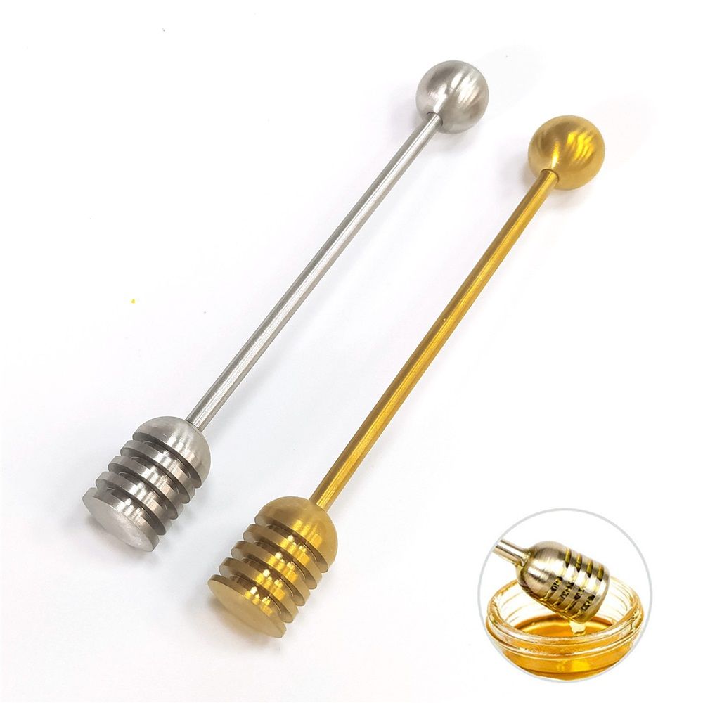 6.4 Inch Honey Dippers Stick, 2pcs Removable Syrup Dippers Stick, 304 Stainless Steel Honeycomb Stick Spoon Stirrer Server for Honey Pot Jar Containers, Silver + Gold