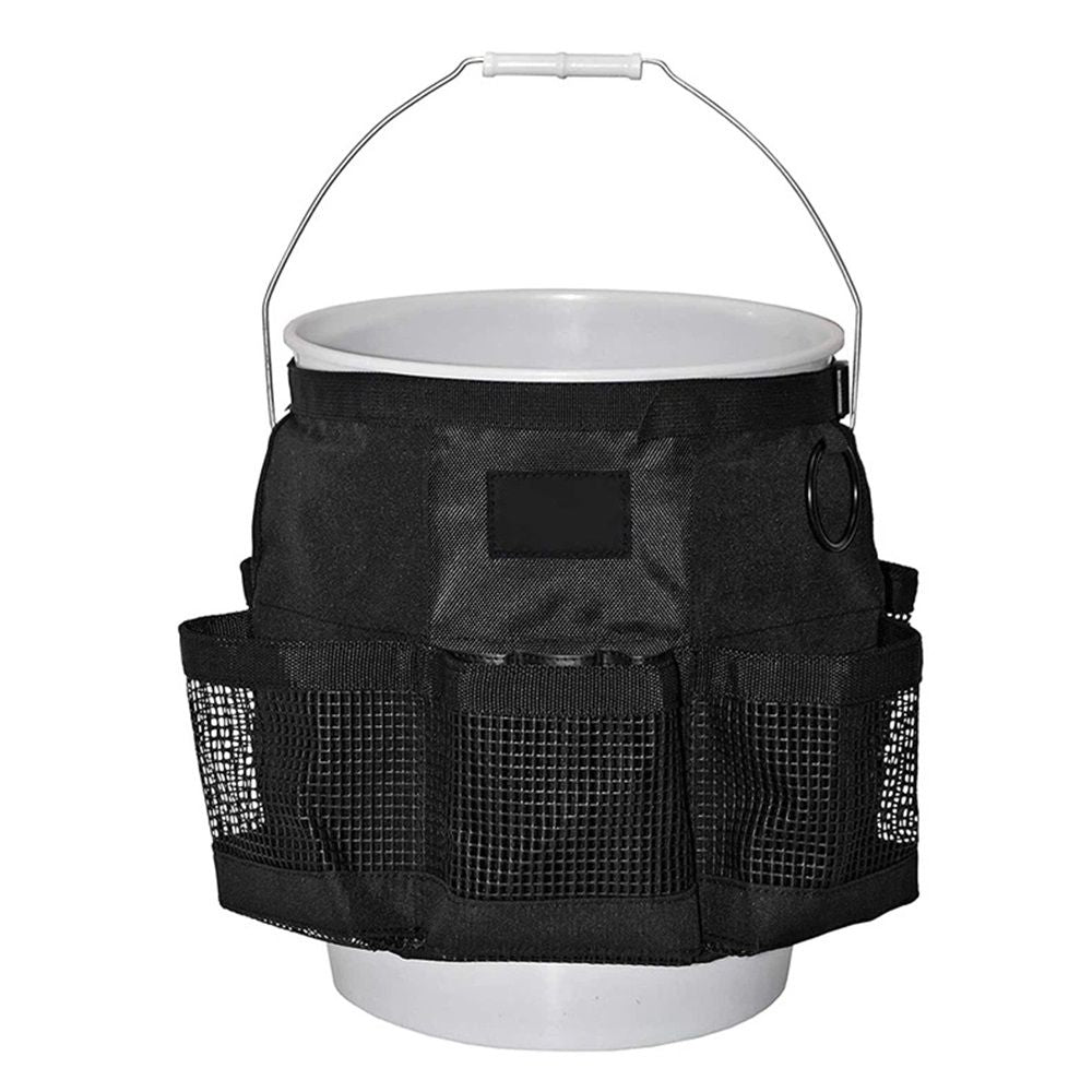 For a 5 Gallon Bucket, with Fast-Drying, Exterior Mesh Pockets for Car Supplies, Allowing for Soap and Water in the Bucket, in Black（only bag）