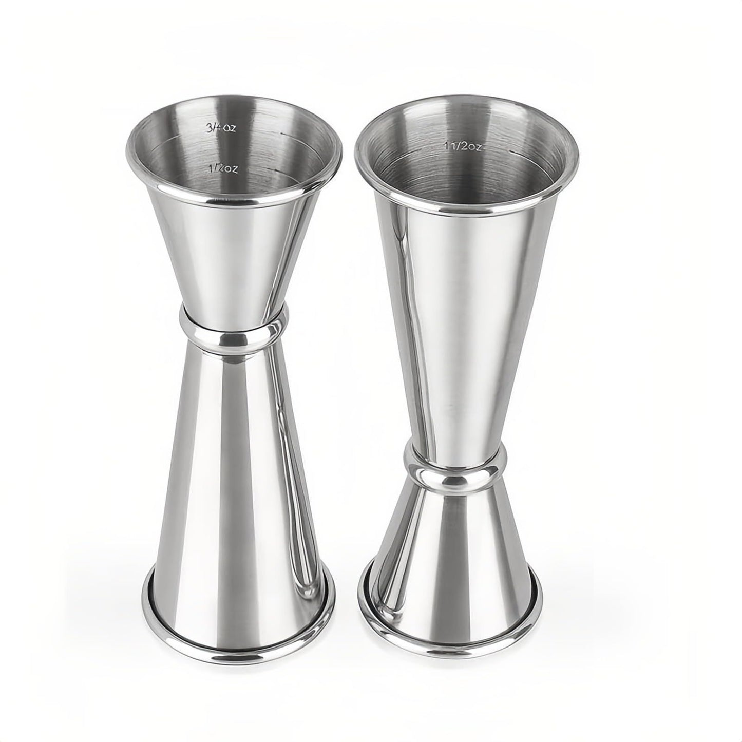 4-Piece Dual-Sided Bartending Jigger Set - 1oz & 2oz Measured Markings, Stainless Steel, Food-Grade Cocktail Measuring Tool for Professional & Home Bars