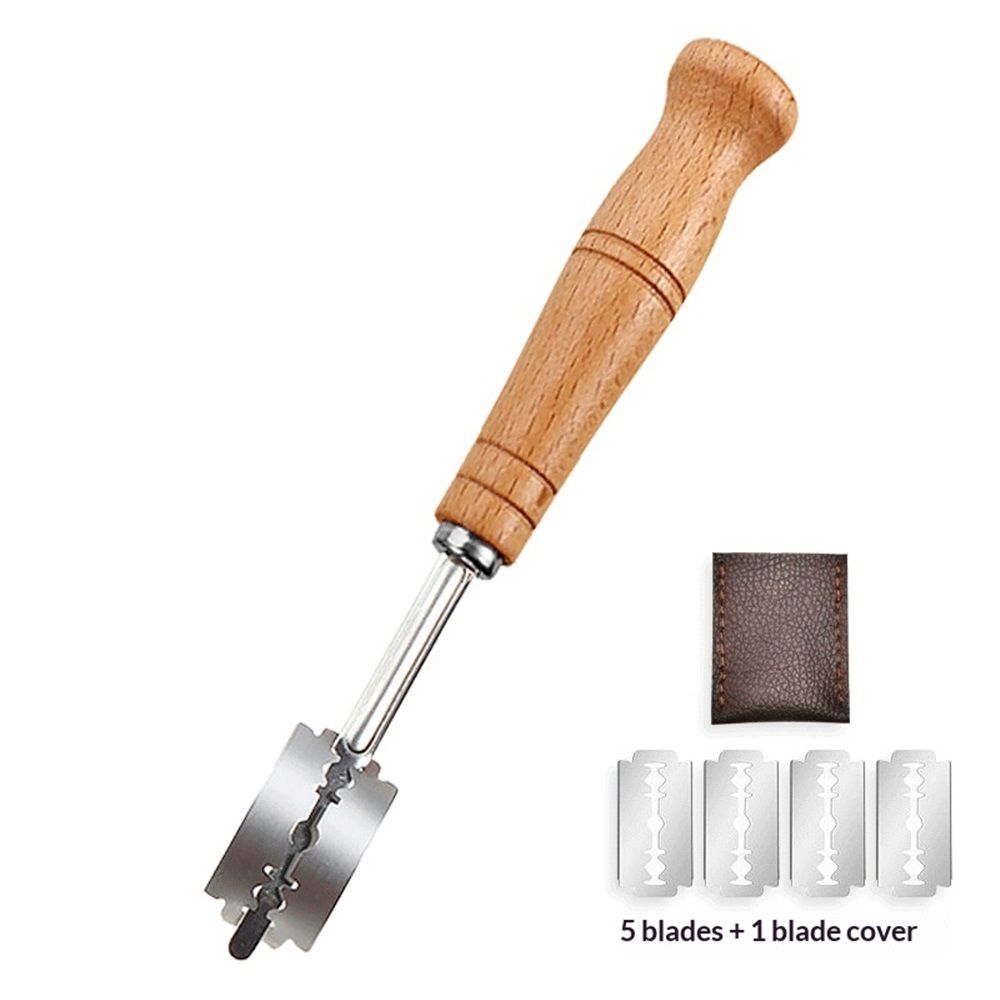 2 set Bread Lame Sourdough Scoring Tool - Dough Scorer Cutter Knife with 5*2 Stainless Steel Razor Blades, Finger Sleeves, Essential Baking Supplies for French Baguttes & Homemade Bread