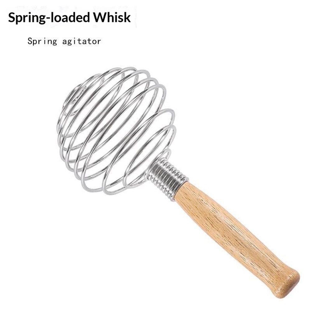 2 pack stainless steel Egg Whisk - Whisks Easy Whipper - Stainless Steel Coil - Whip with Wooden Long Handle Hand-held Butter