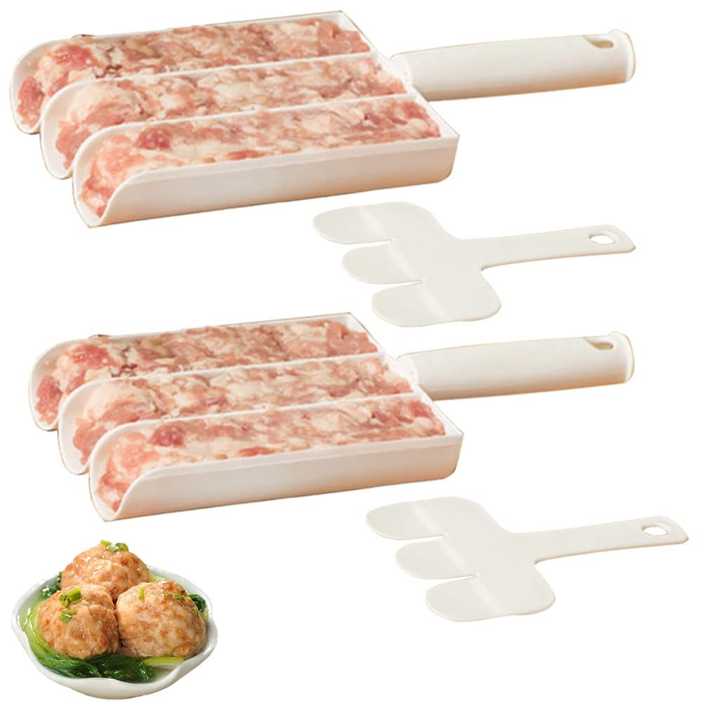 2 Set Creative Kitchen Triple Meatball Maker - 3 Meatballs at Once Non-stick Meat Baller Scoop - Cookie Dough, Sorbet & Rice Balls